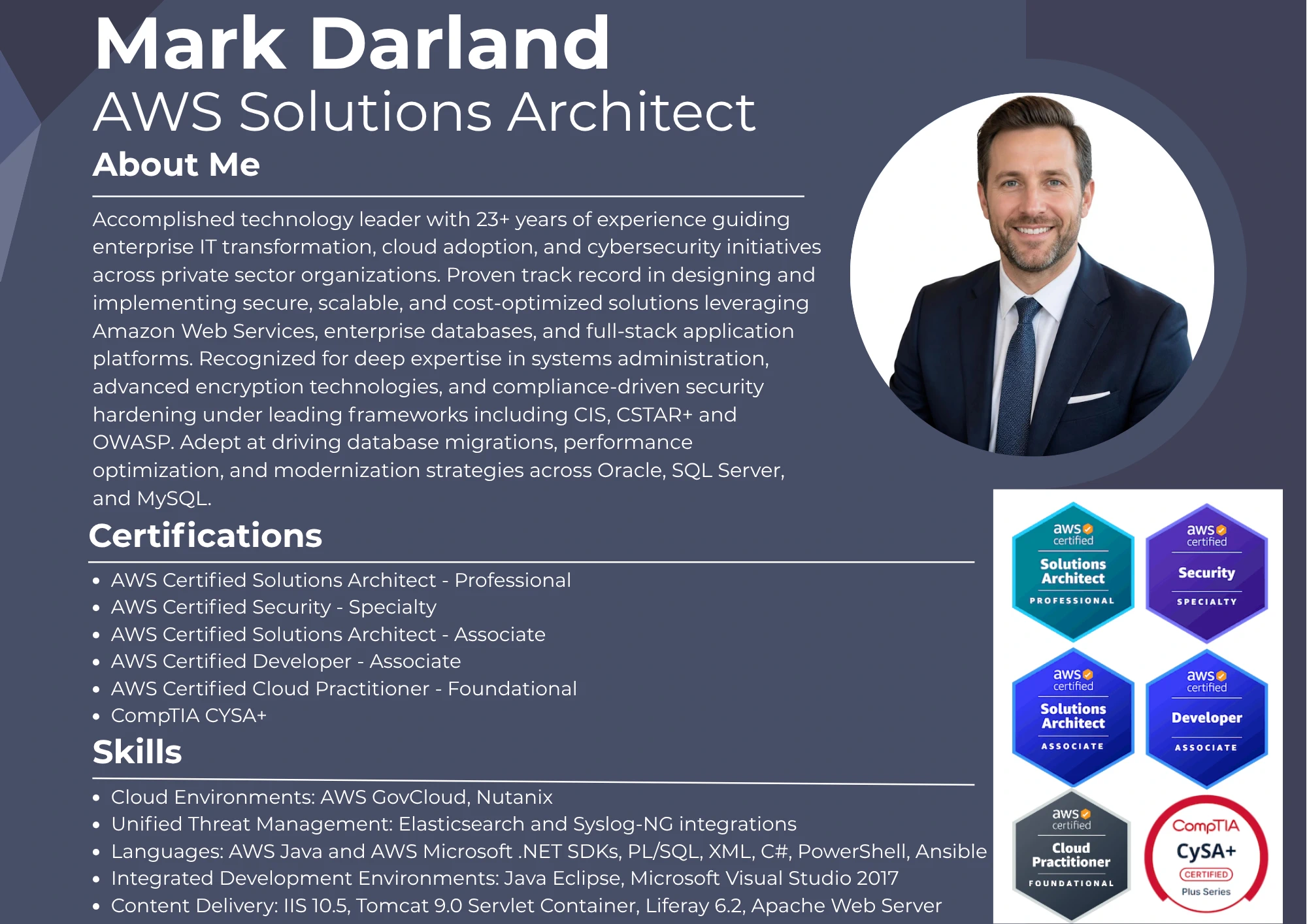 Mark Darland Cybersecurity Systems Design Resume